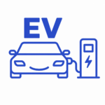 Električni automobil uz punionicu s oznakom EV